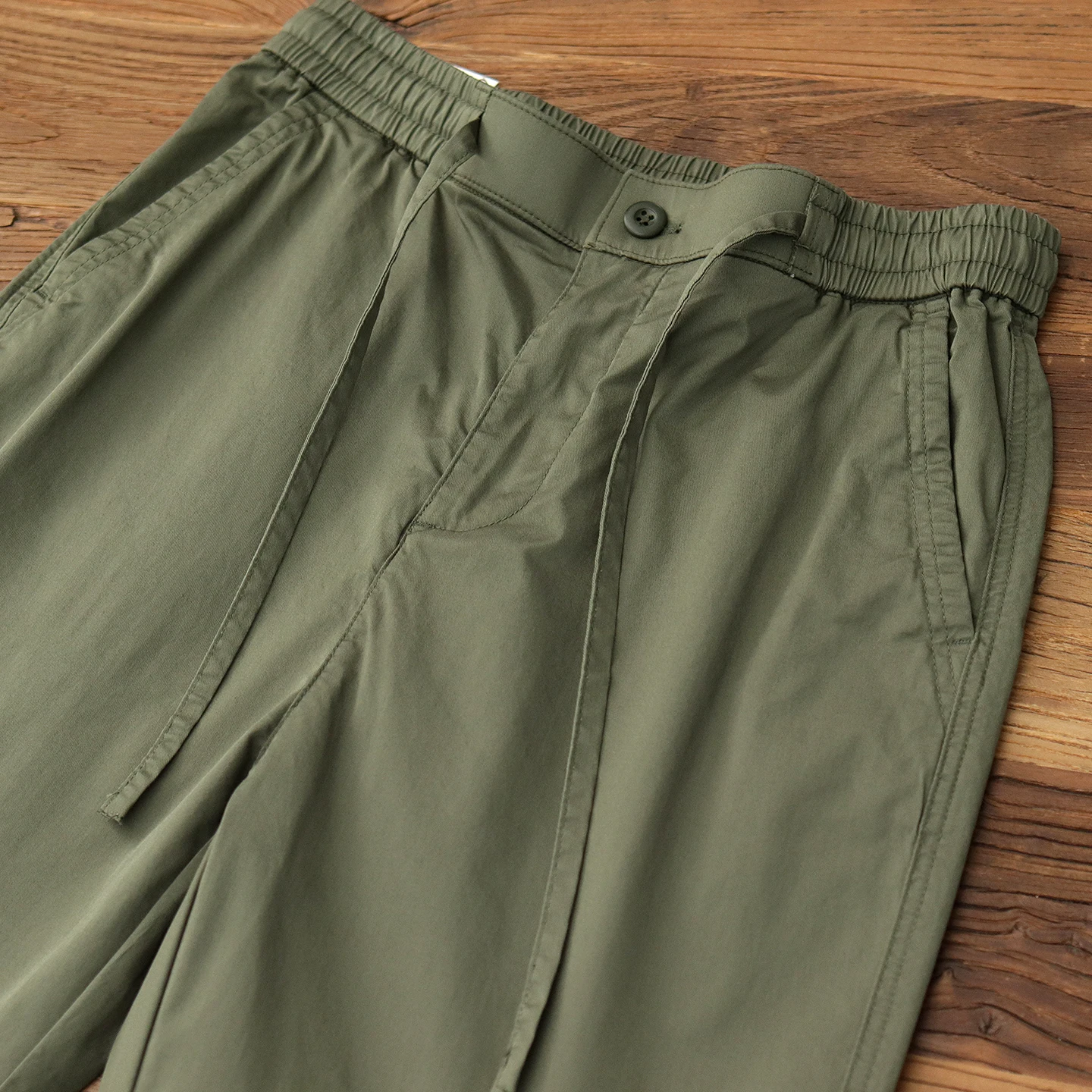 Retro Casual Five-point Pants For Men's Elastic Waist Work Clothes Washing Micro-elastic Drawstring Loose Straight Shorts