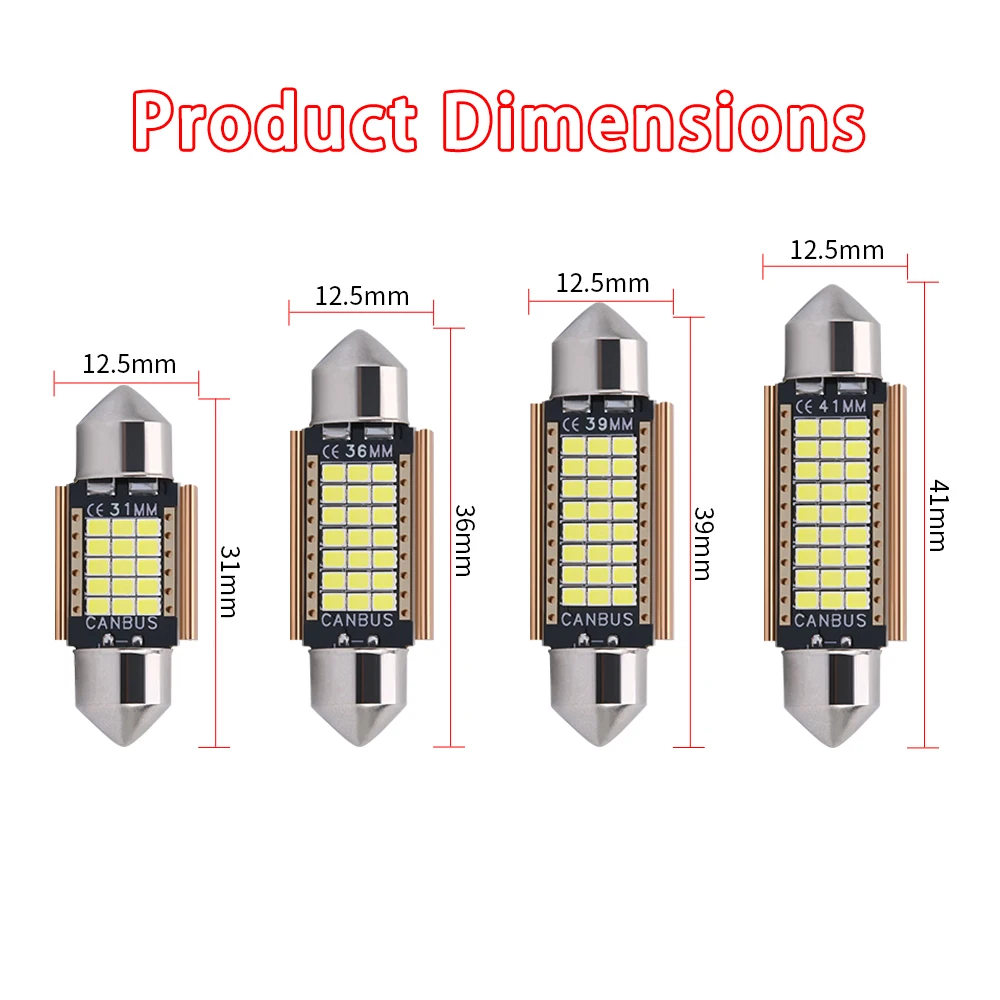 Energy Saving CANBUS Anti-error C5W C10W LED Festoon Lights Multiple Length Options Auto Interior Dome Plate Lighting Bulbs