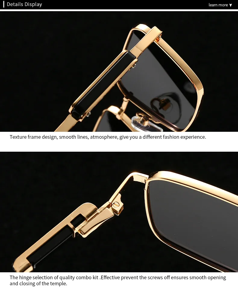 JNPCXI الاستقطاب مستطيل فاسق النظارات الشمسية الرجال الفاخرة العلامة التجارية الرجعية نظارات شمسية للذكور Steampunk القيادة نظارات UV400