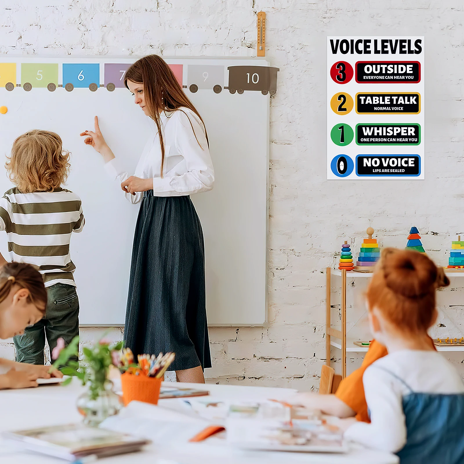 

White Glue PVC Stickers Voice Level Poster Classroom Decor Fade Resistant Elementary Middle School Daycare Libraries Learning