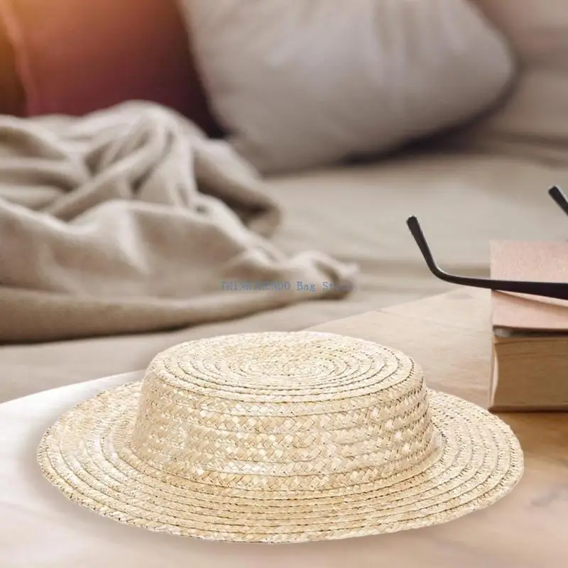 340D Handwoven Straw Hat Base French Sun Caps for Female Breathable Vacation Sun Hat Photoshoots Hat Victorian Teaparty Hat