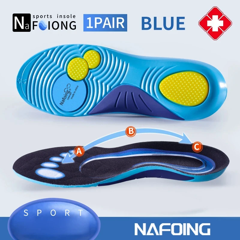 1 Paar Blaue Sport-Einlegesohlen mit Gewölbestütze, Atmungsaktiver Technologie, Stoßdämpfung, Schuhpolster für Outdoor-Laufen, Rzoom Luftkissen-Einlegesohle