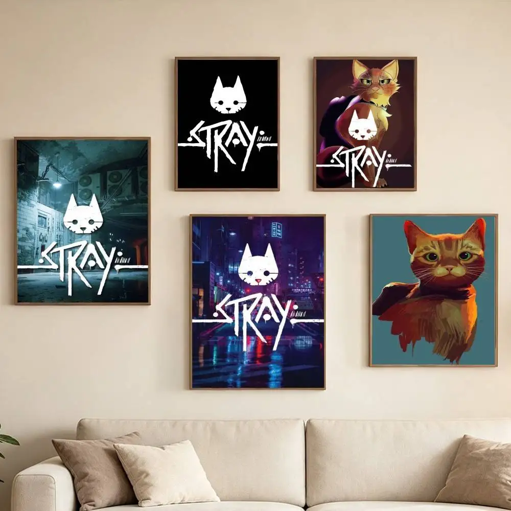 S-Stray Cat G-Game Poster High Quality Dorm Living Room Aesthetic Wall Decoration Painting Stickers Gift