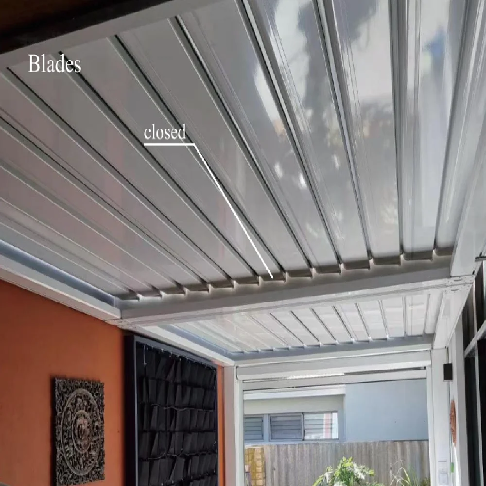 سقف بمحرك لحمام السباحة مع شريط إضاءة LED من الألومنيوم نظام غطاء خارجي حديث للمناخ الحيوي والعريشة