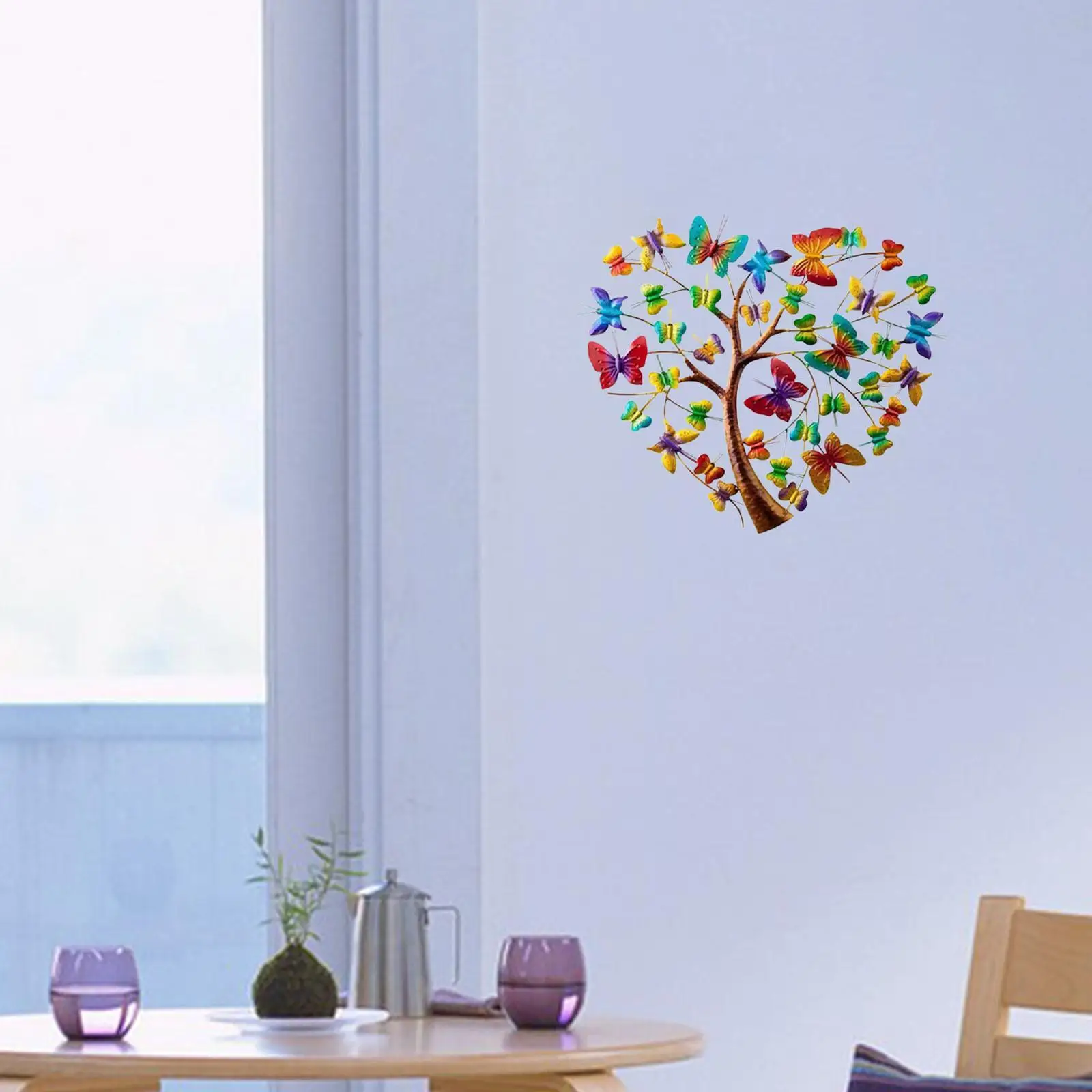 Metal Wall Art Wall Hanging Butterfly Artwork Decoration Iron Heart Shaped Wall