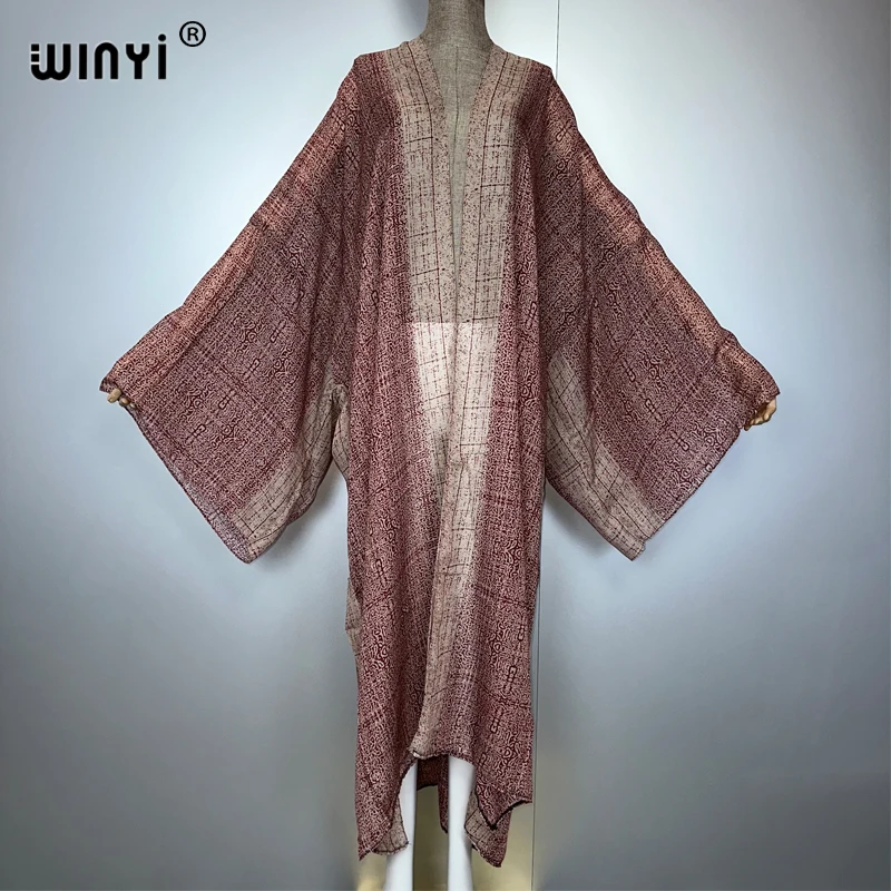 

WINYI летний наряд кимоно с африканским модным принтом пляжное прикрытие платье в стиле ретро кардиганы пляжная одежда женский Абая Дубай роскошный кафтан