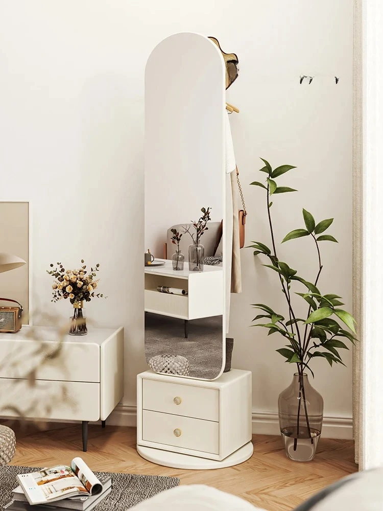 

Дизайнерское вращающееся туалетное зеркало из массива дерева, напольное зеркало на 360 градусов, многофункциональная вешалка для спальни