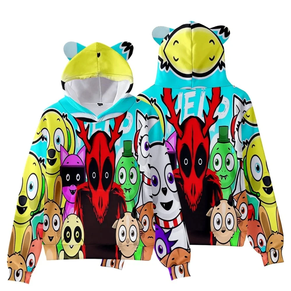 2024 Sprunki Hoodie incredibox Wenda Pinki Sweatshirt Funny Cartoon Game Figure Graphic Raddy plush Clothes Costume For Kids