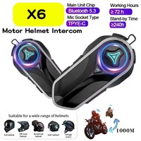 X6 Motor Helmet Intercom Bluetooth 5.0 Motorcycle Wireless Headset 1000m Interphone Speaker Handsfree Walkie Helmet Talkie