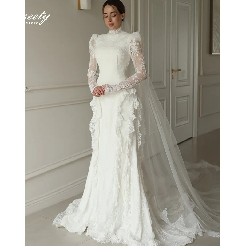 Curvy Wedding Dress Silky Organza With Embroidered Lace Mermaid Bride Dress Strapless Sleeveless Customized Ball Gown Button