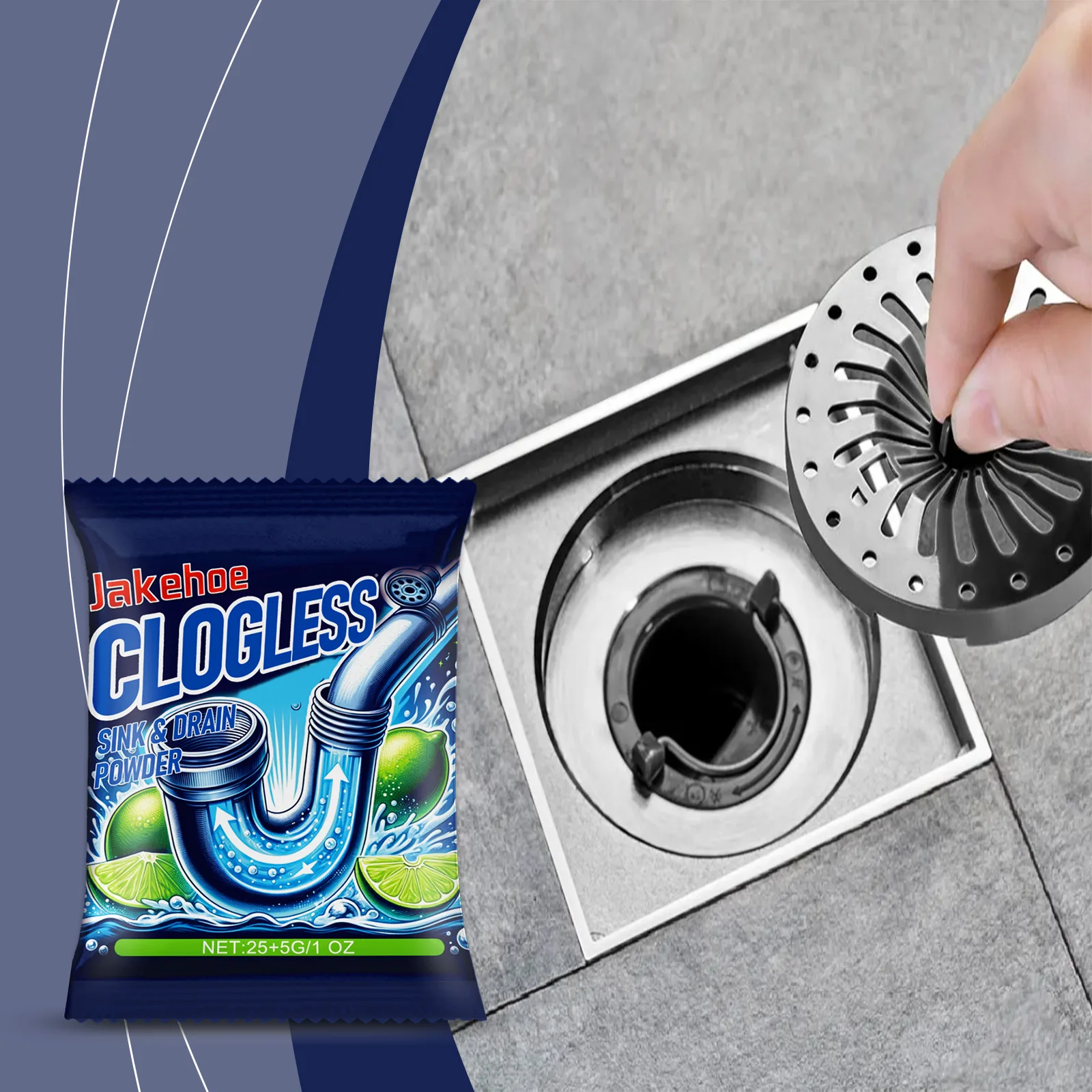 Pipe Unclogging Powder - Powder for Unclogging, Dissolving & Cleaning Clogged Pipes in Bathrooms & Kitchens, and Removing Odors