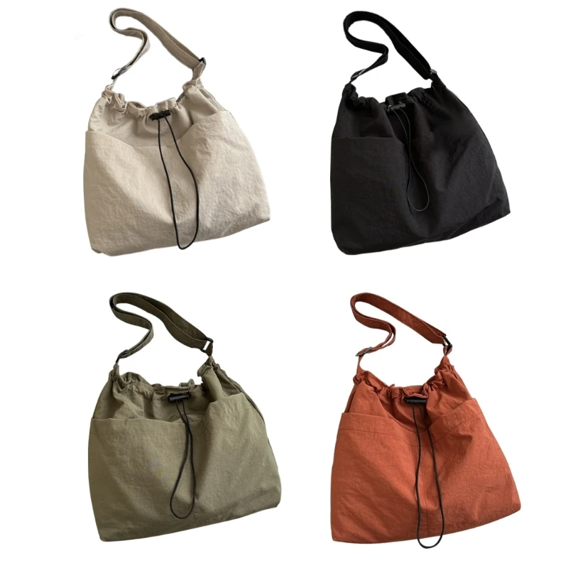 Fashionable Single Color Crossbody Bag Simple Shoulder Bags Nylon Satchel Suitable For Work School Or Travel