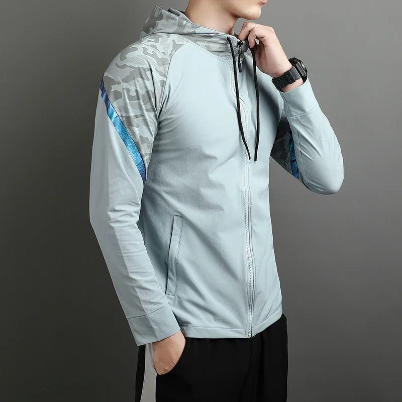 Men Hoodies Casual Hundred Outdoor Running Jacket Fitness Training Clothes Go Hiking Windbreaker Activewear Quick Dry Sweatshirt