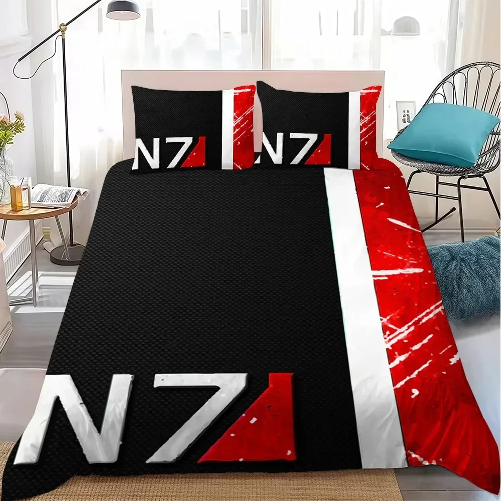 M-Mass Effect N-N7 Bettbezug, Kissenbezug, Bettwäsche-Set für Jungen und Erwachsene, Schlafzimmerdekoration, Einzelbett/Doppelbett/Queen-Size-Bett, großes Geschenk