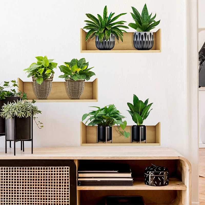 Simulation Green Plant Potted Wall Pasting Living Room Bedroom Home Decoration Wall Pasting