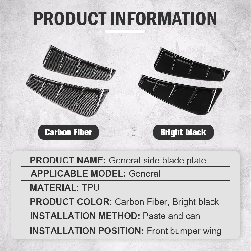 Panel de hojas de ala lateral Universal para automóvil, accesorios de embellecedor de salida de aire lateral, capó de flujo, calcomanía decorativa