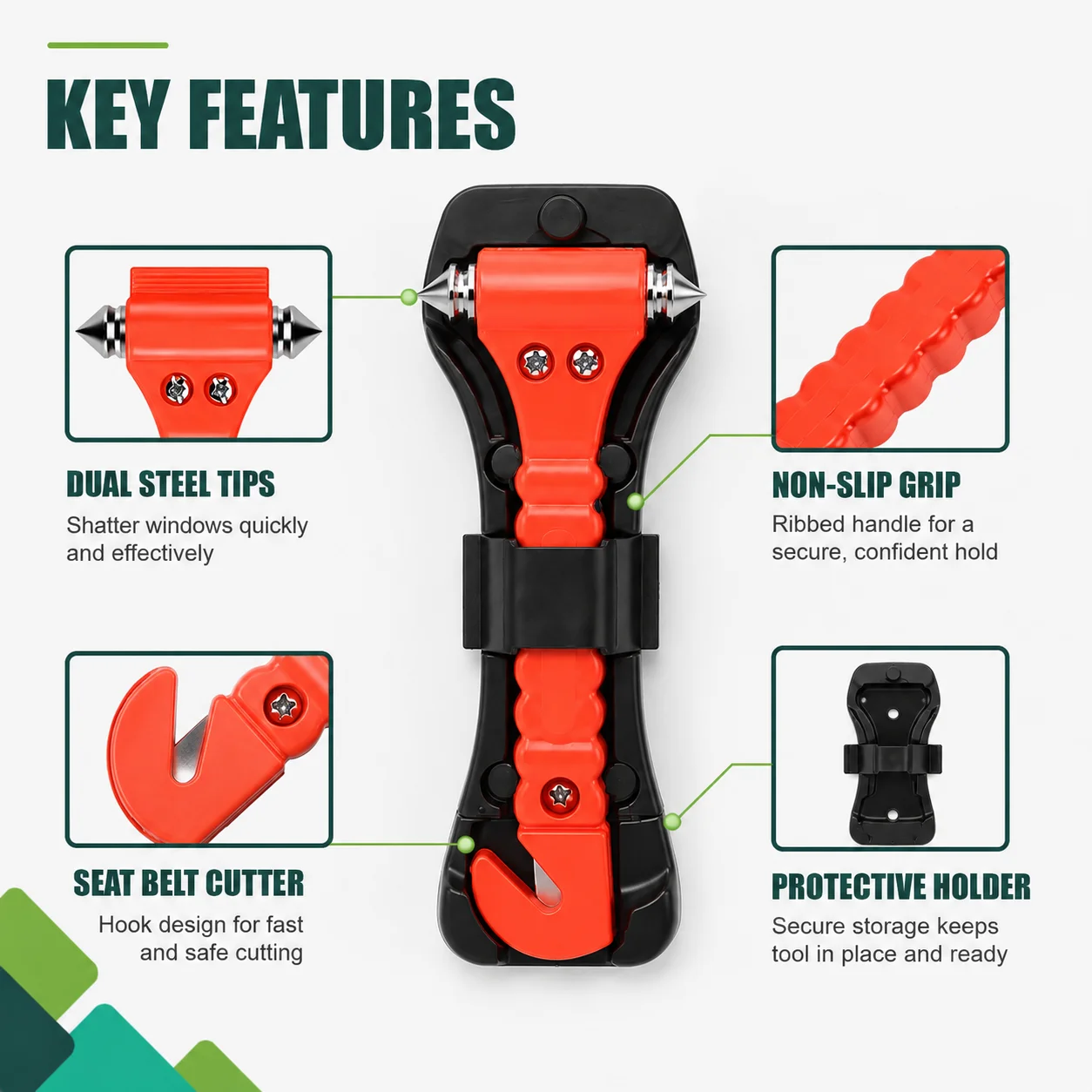 Vehicle Safety Hammer 2-in-1 Emergency Escape Tool Seat Belt Cutter Break Window Glass Survival Life Rescue Tools Driving Campin