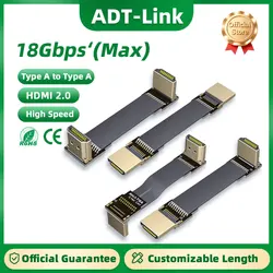 ADT Standard HDMI 2.0 Type-A Male To Male Elbow Flat Extension Cable Support 4K/60Hz for FPV Aerial Photography Gopro Camera