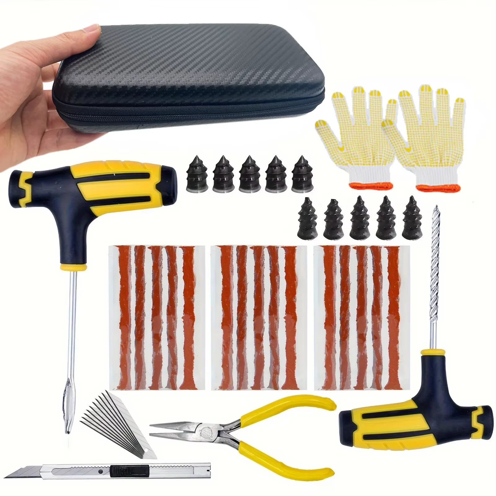 

Car Tire Repair Kit Puncture Plug Tools Tyre Puncture Emergency for Tire Strips Stirring Glue Repair Tool Kit
