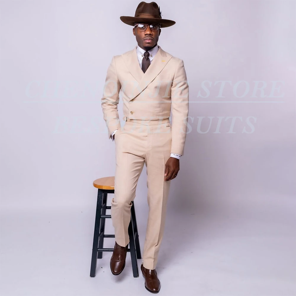 

Cropped Men's Suits Clothing Casual Evening Two Button Blazer Customzied 2 Piece Jacket Pants Outfits Slim Fit Male Clothing