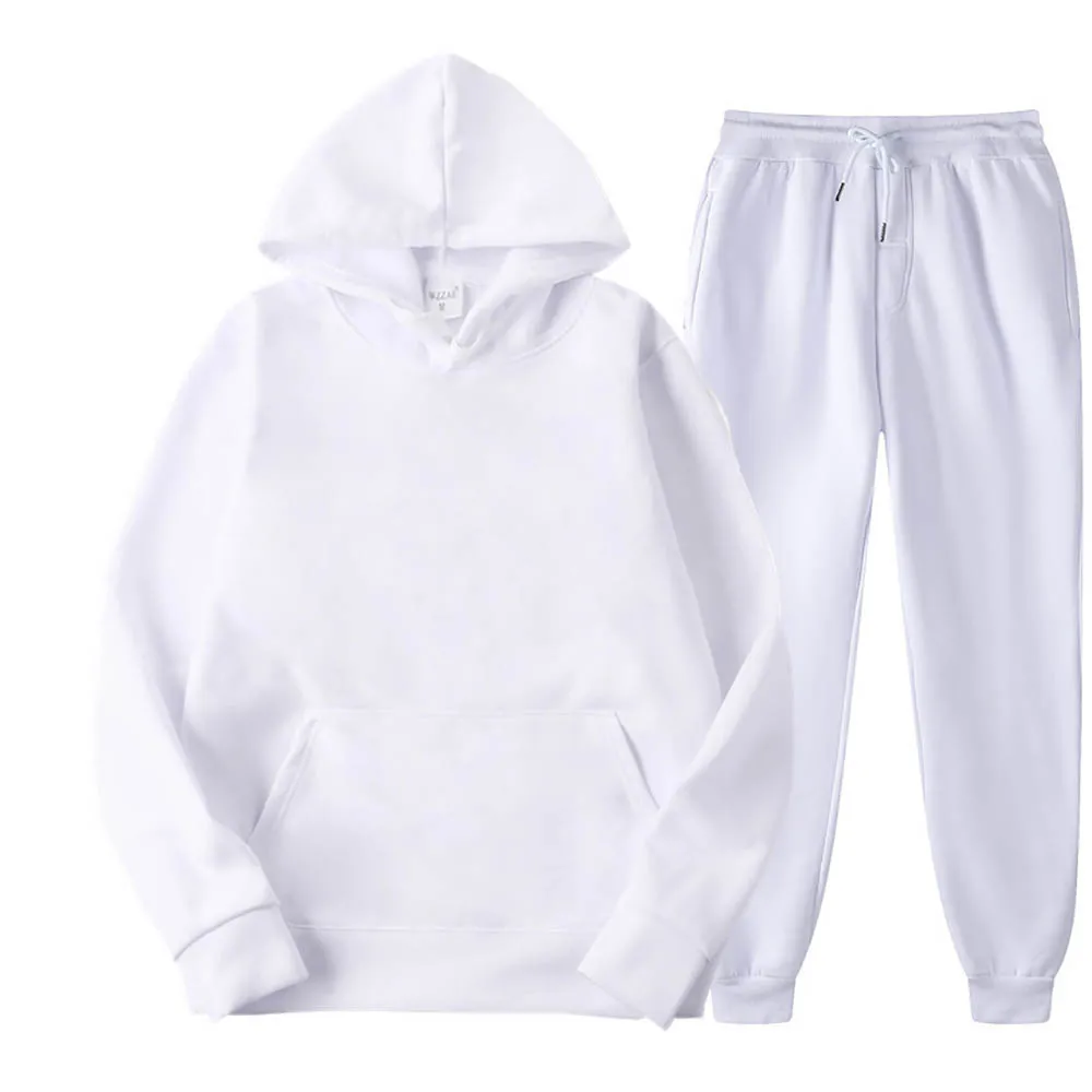 

Men Tracksuit 2 Pieces Sets Hooded Sweatshirt +Drawstring Pants Male Hoodies Running Sportswear Men Women Autumn Sportwear