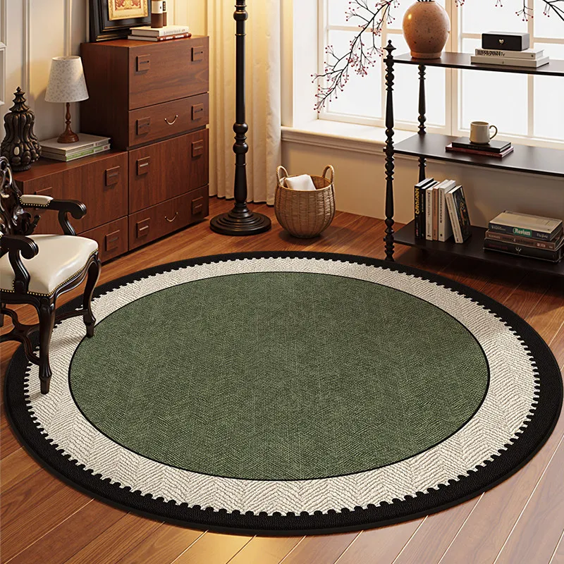 French Style Bedroom Decor Round Carpet Washable Carpets for Living Room Home Soft Floor Mat Anti-slip Cloakroom Waterproof Rug