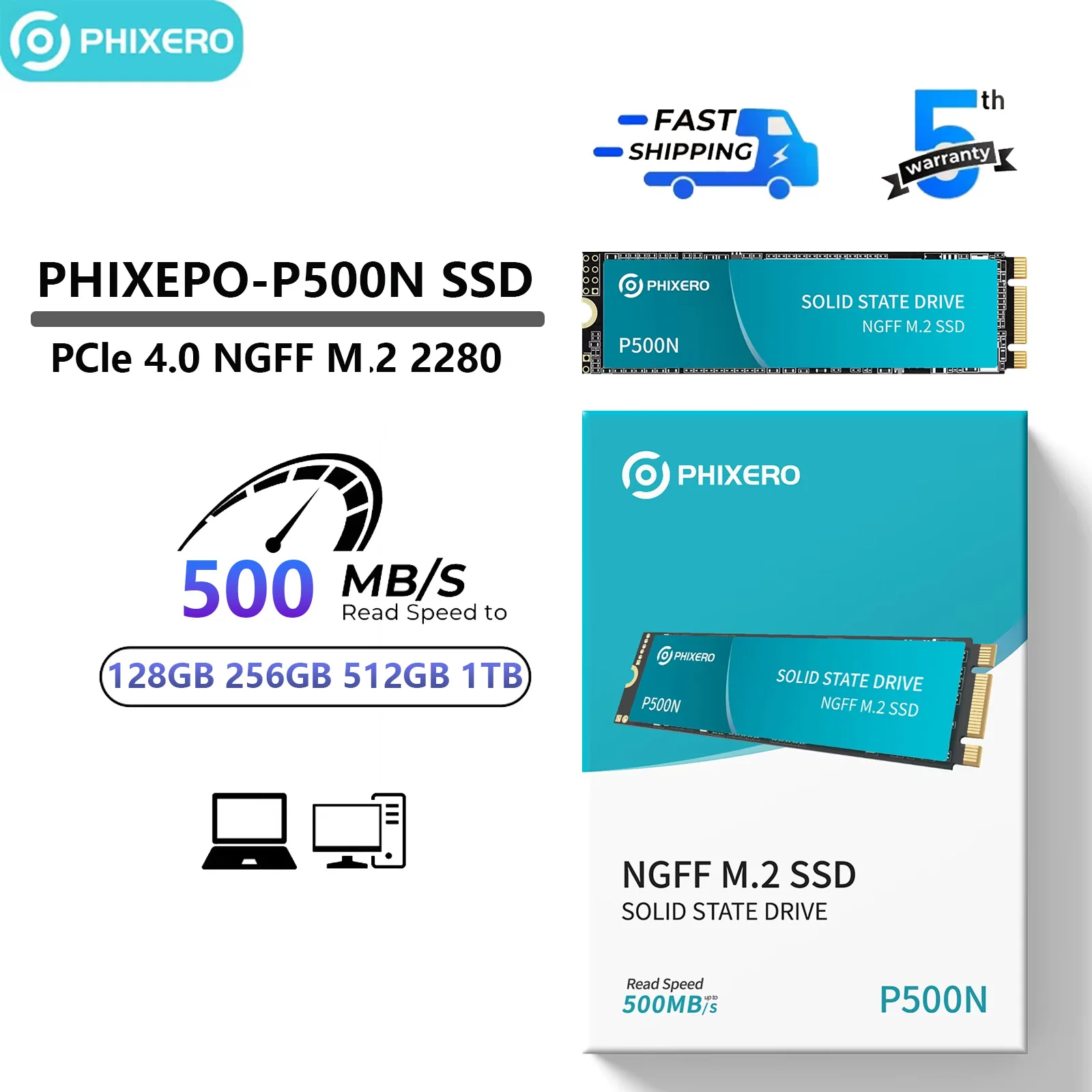 PHIXERO M.2 SATA SSD 128 GB 256 GB 512 GB M.2 NGFF SSD 500 MB/S M.2 2280 Ngff Sata B ve M Anahtar Katı Hal Sabit Disk Masaüstü Lap için