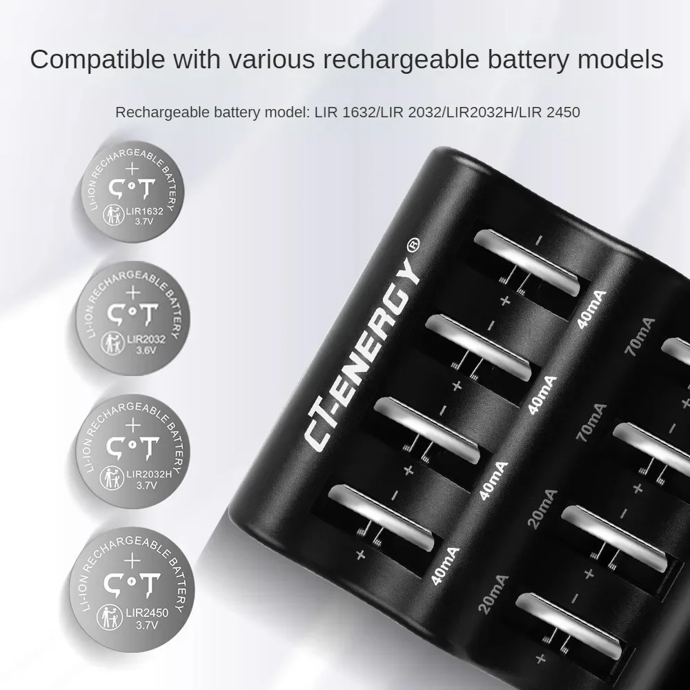 Smart 8 Slot Lithium Coin Battery Charger Travel Portable Charger For 1220 1240 1620 1632 2032 2025 2016 2430 2440 2450 2477