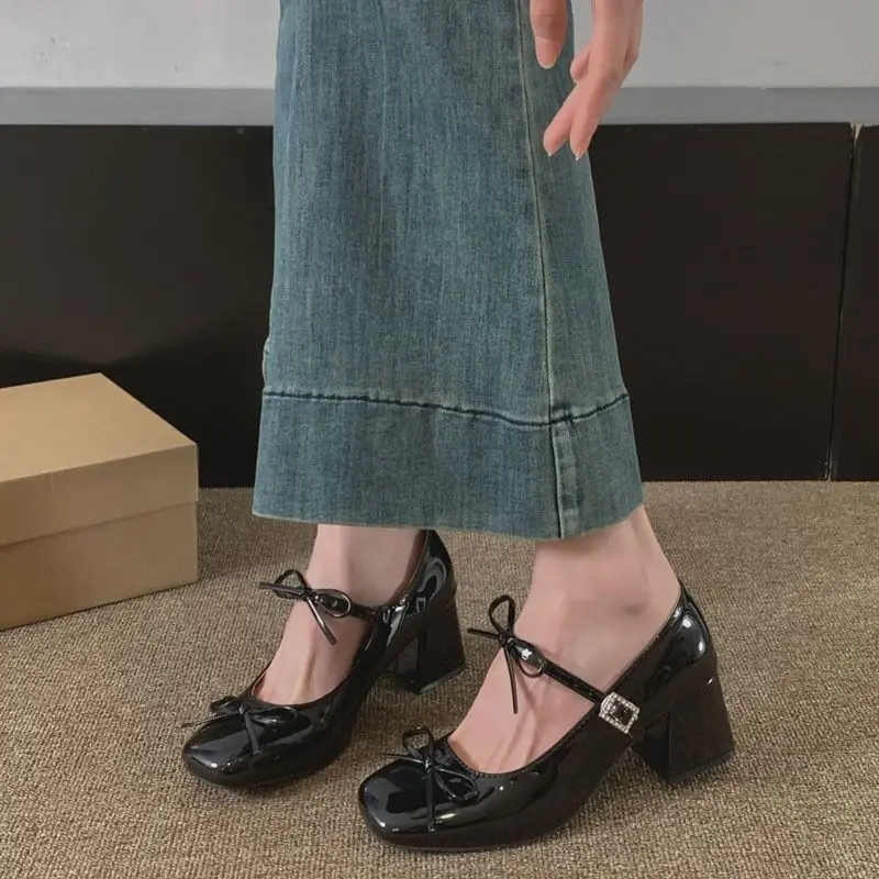

​2025 New Women's Spring and Autumn Mary Jane Chunky Heel Versatile Dress Shoes​ for Women Fashion Square Toe Footwear