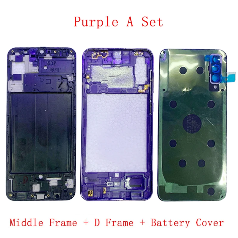 Rear Door Battery Cover Housing Case For Samsung A50S A507 Back Cover with Middle Frame Camera Lens Logo Repair Parts
