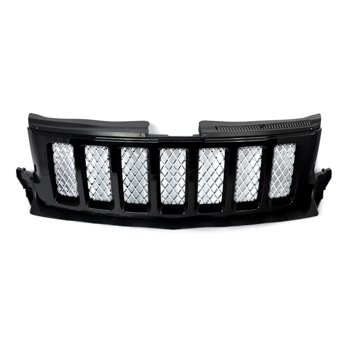 Car Upper Bumper Hood Mesh Grid for 2011 2012 2013 Jeep Grand Cherokee Overland Gloss Black Grille Satin Aluminum Mesh Hood