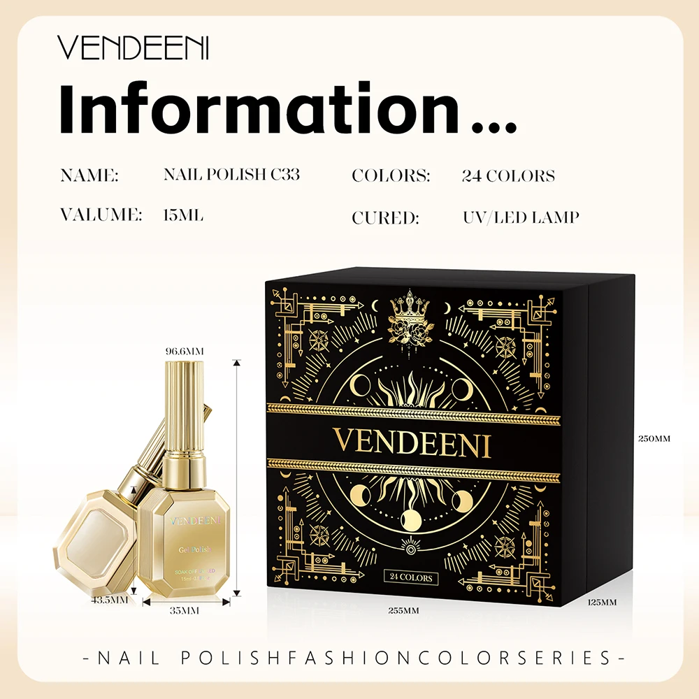 Vendeeni 24 Farben/Set Mondlicht Weiß Gel-Nagellack Magnetischer Katzenaugen-Gel-Lack Perlweiß Glitzer-Gel-Lack mit Display – Detail 12