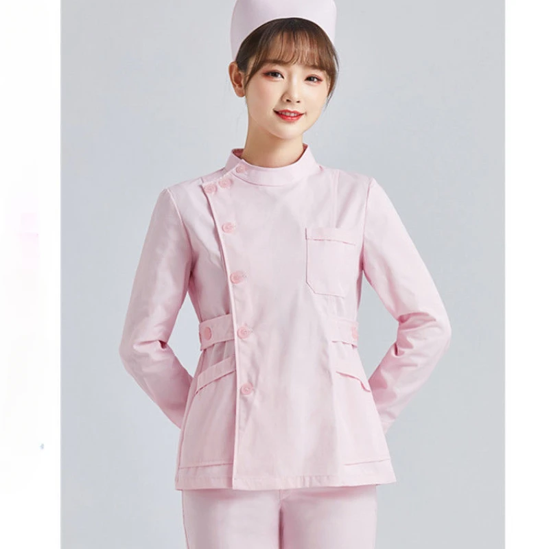 Enfermeira branca esfrega superior uniforme médico manga curta esfrega uniformes feminino pet grooming clínica rosa roupas de enfermagem workwear logotipo