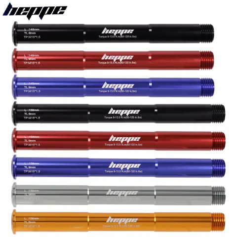 HEPPE Bike Thru Axle 15×110 프론트 포크 꼬치 MTB 도로 자전거 퀵 릴리스 레드 블루 스루 액슬 꼬치 for ROCK SHOX 15×110 158mm Best5