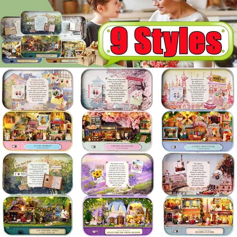 

9-й стиль, коробка, театр, сделай сам, деревянные кукольные домики, миниатюрная коробка, кукольные домики, 3D головоломка, сборка, строительные модели, наборы игрушек, подарки на день рождения