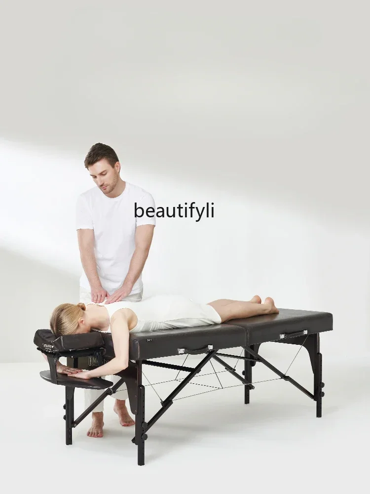Asmt09 Household Folding Facial Bed Massage Couch Solid Wood Massage Bone Setting Bed Portable Lift Beauty Care Facial Bed