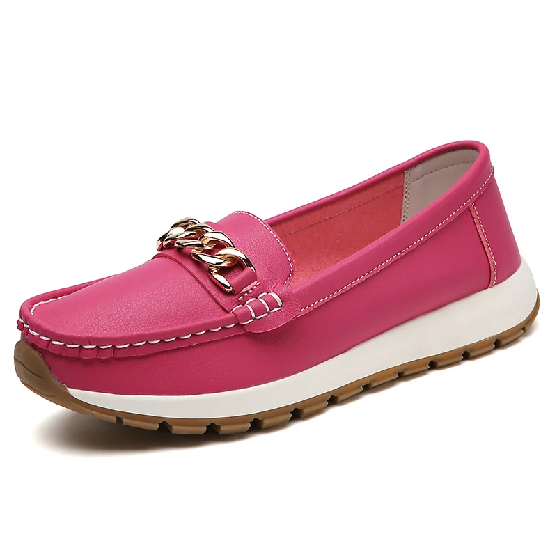 

2025 New women's flat casual sneakers Leather spring soft sole walking Mom plus size 44 training vulcanized work shoes