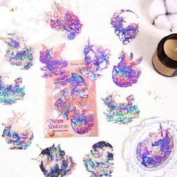 10 pcs PET sticker bag Unicorn theme diy Diary Hand Account Stick Labels Planner Scrapbooking material
