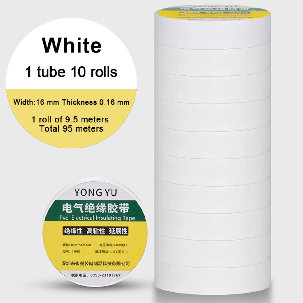 

10 Rolls Wear-resistant Insulating Tape Waterproof High-Temperature Resistant Electrical Tape PVC Thickened Flame Retardant Tape