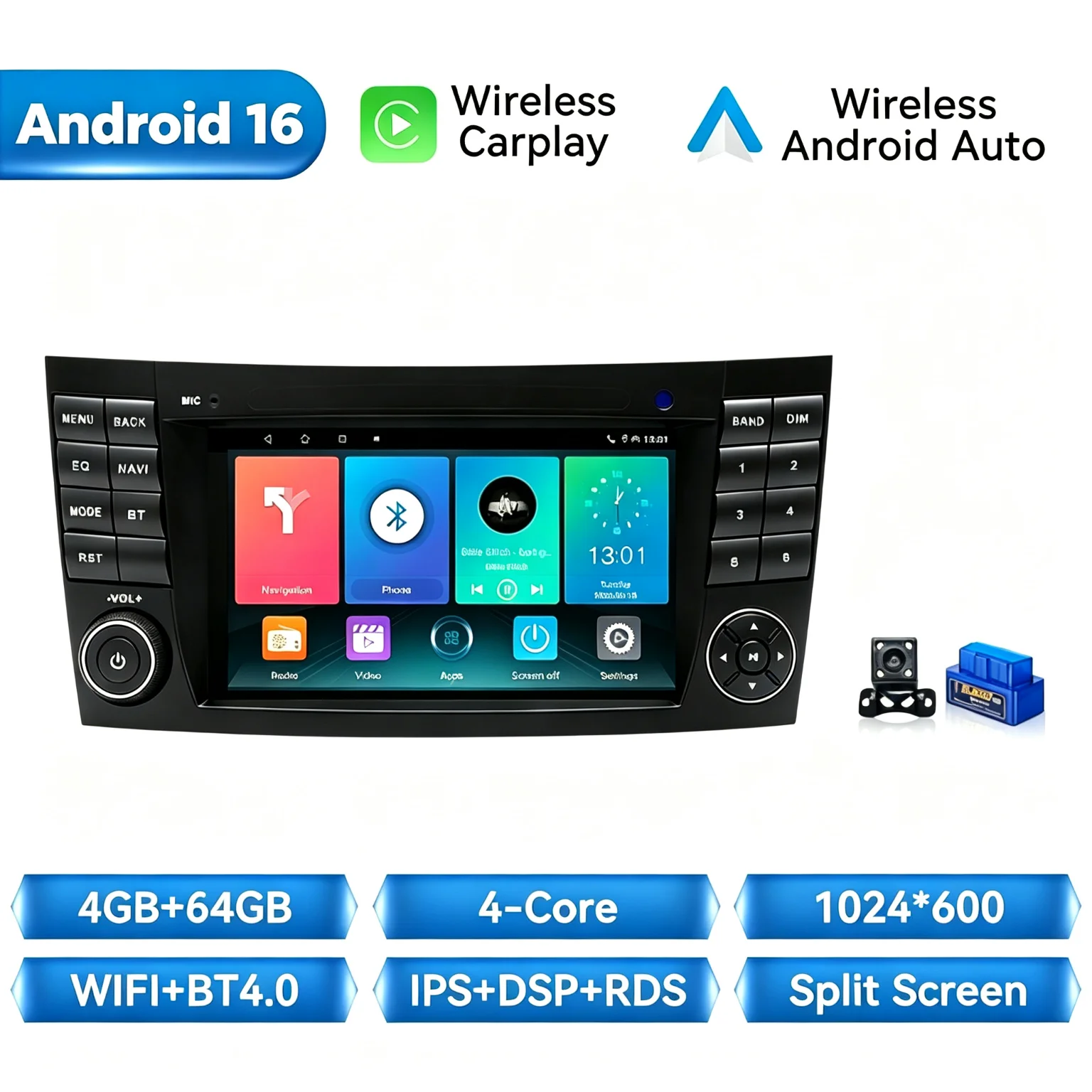 Autoradio Speler Voor Mercedes Benz E-klasse W211 E200 E220 E300 E350 E240 E270 E280 CLS KLASSE W219 Android14 Draadloze Carplay DSP