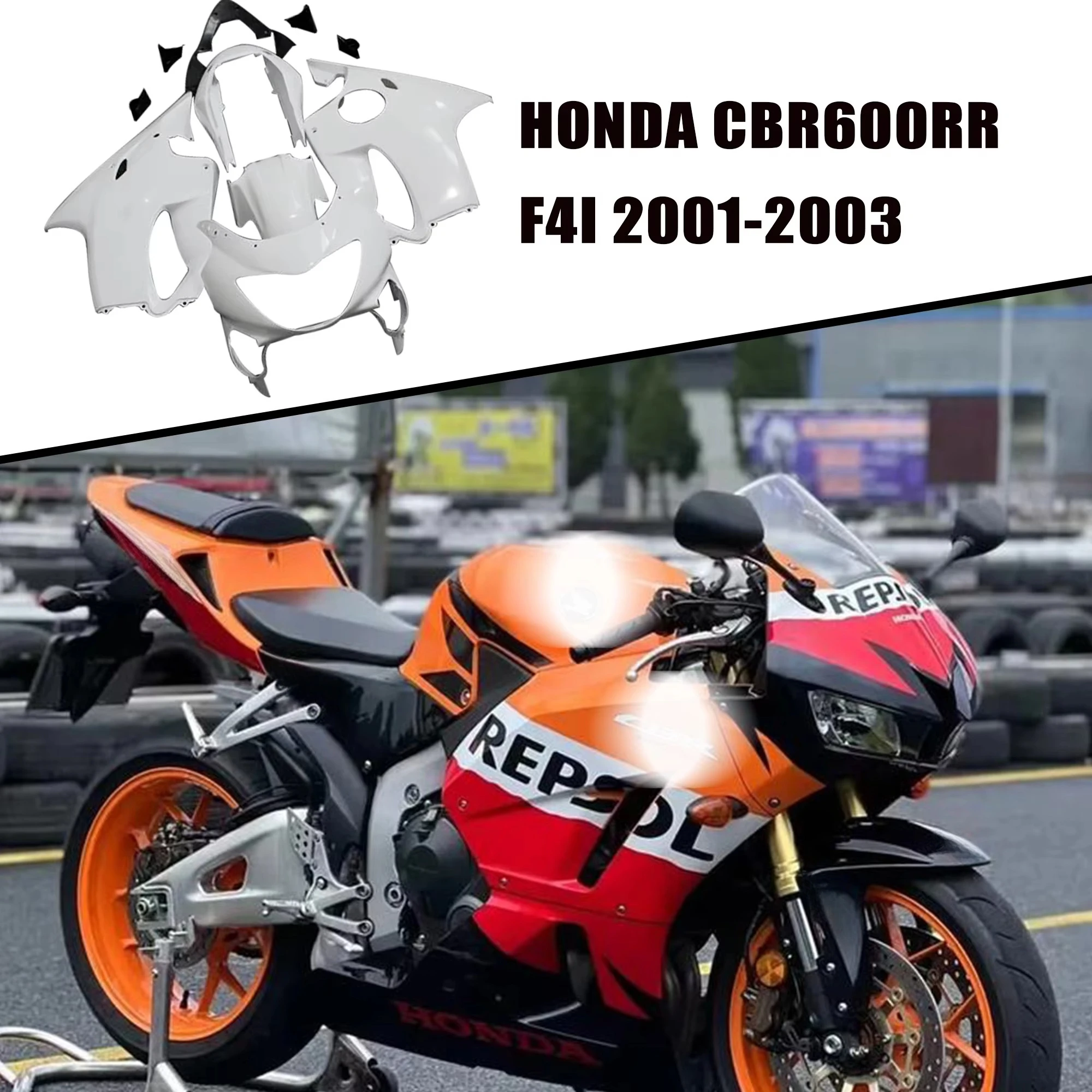 Personalized Customization-Good Quality Unpainted Raw ABS  Bodywork Fairing Kit for  CBR600RR F4i 2001-2003