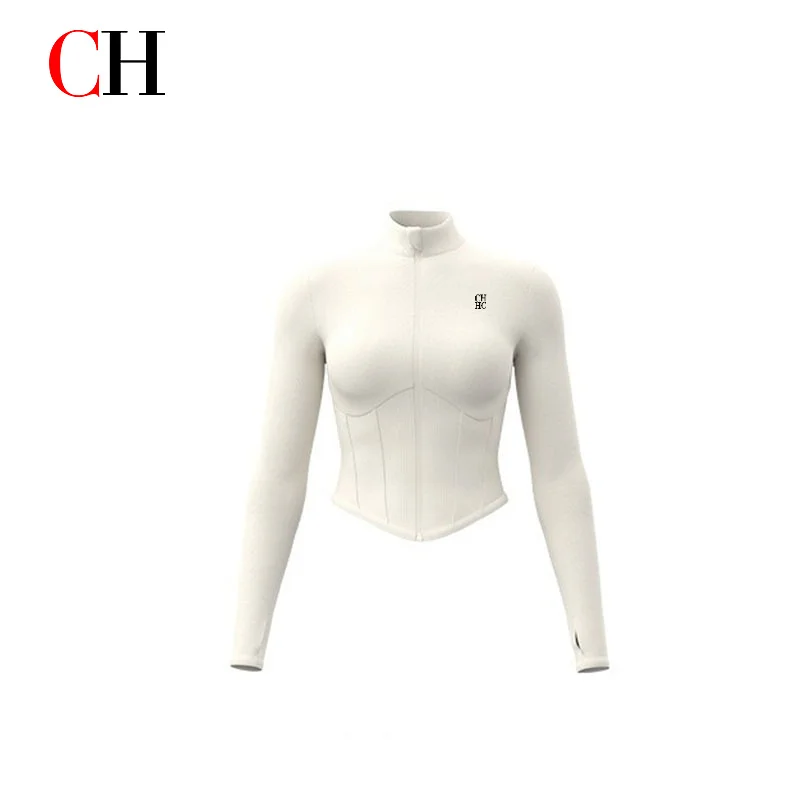 CH Women's Yoga Clothing Spring And Autumn Stand Collar Long Sleeve Jacket Sports Running Pilates Fitness Top