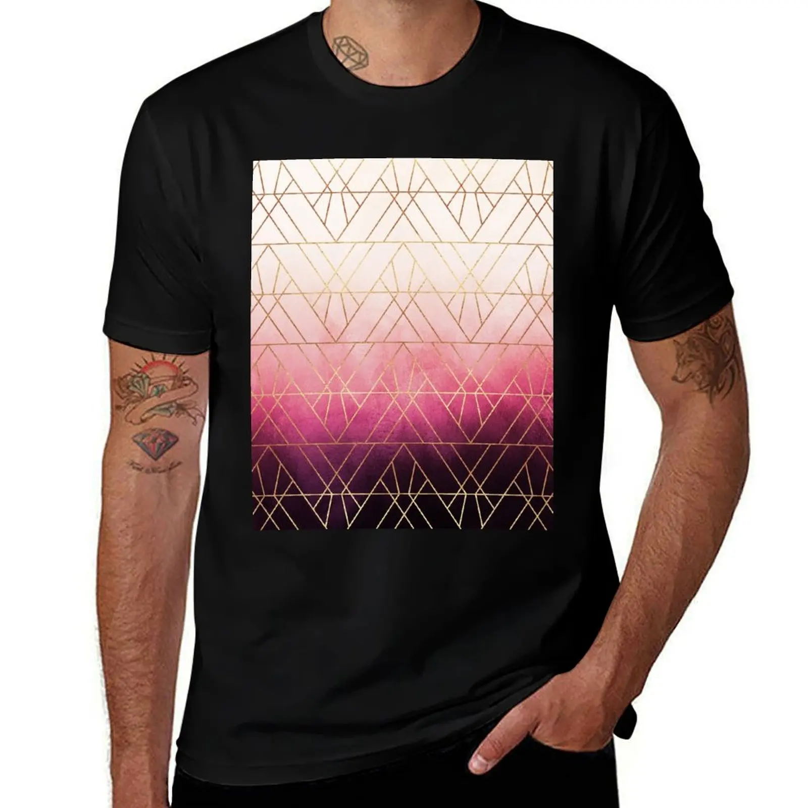

Pink Ombre Triangles T-Shirt anime tshirt t shirt man luxury man t shirts graphic T-Shirt