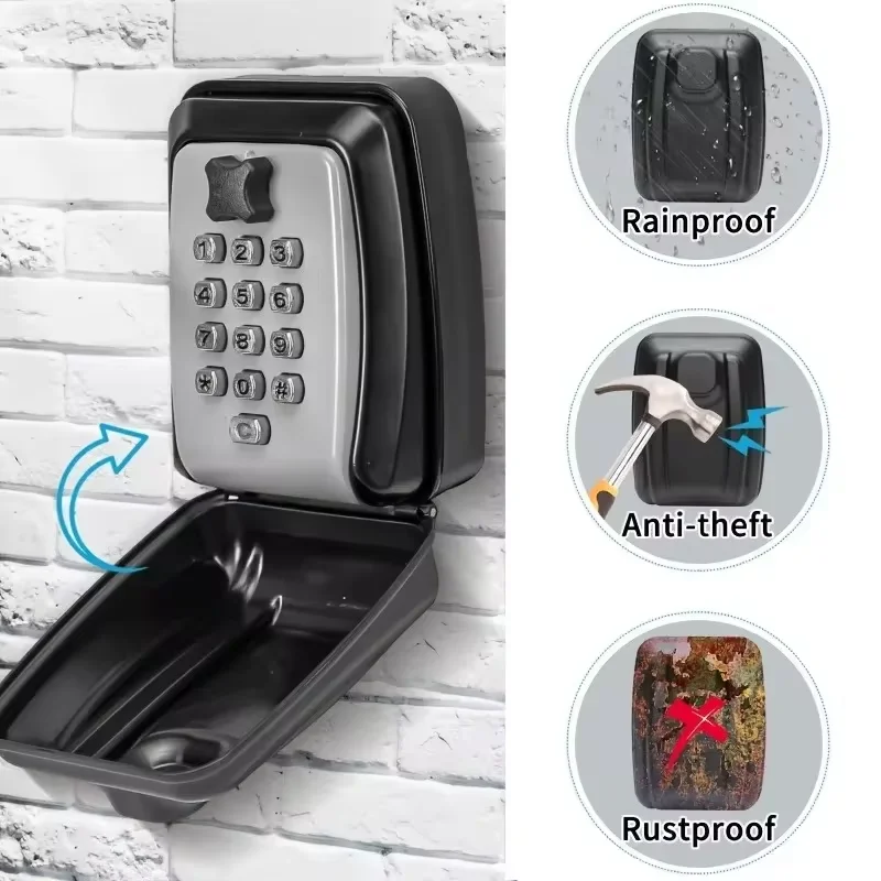 New Smart Password Combination Key Lock Box Storage Key Wall Mounted Key Safe Outdoor Key Box 4 Digit Combination