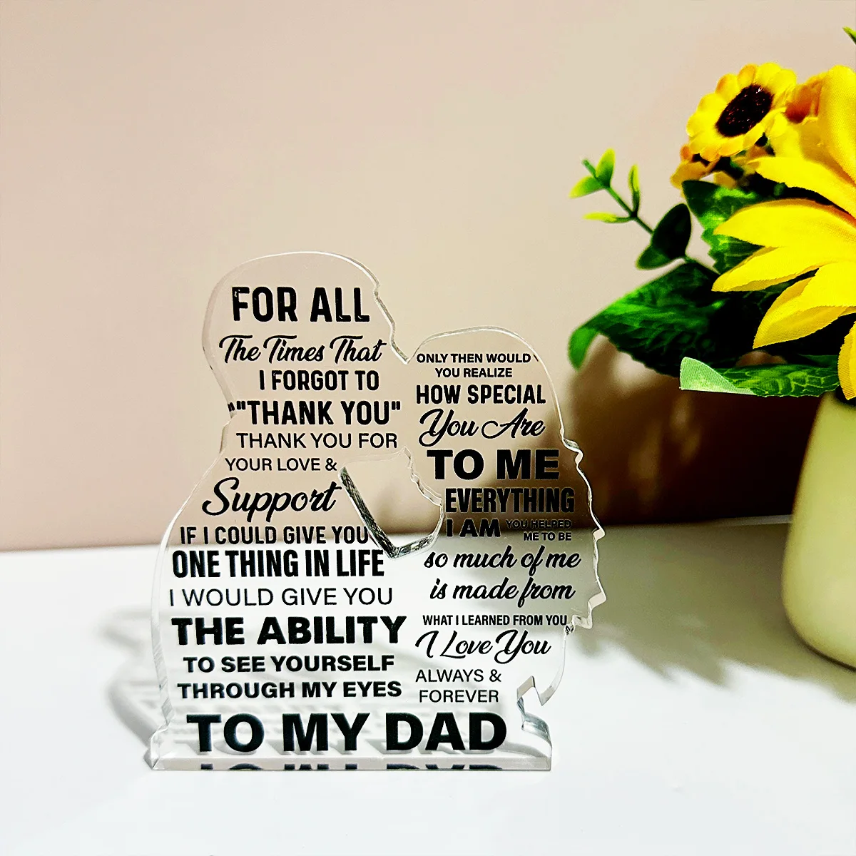 1Pc Father's Day Thanksgiving Acrylic Gifts Gifts for Dad Artwork Thank You Father Gifts Home Decorations