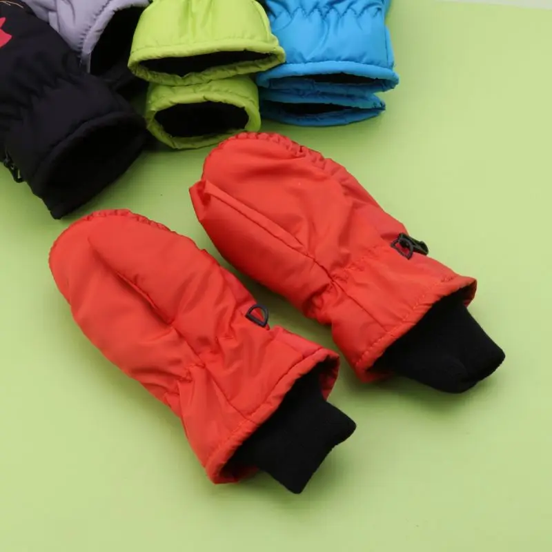 Cartoon Winter Children Multi Color Thickening Ski Gloves Kids Windproof Waterproof Non-slip with Buckle Cycling Mitten