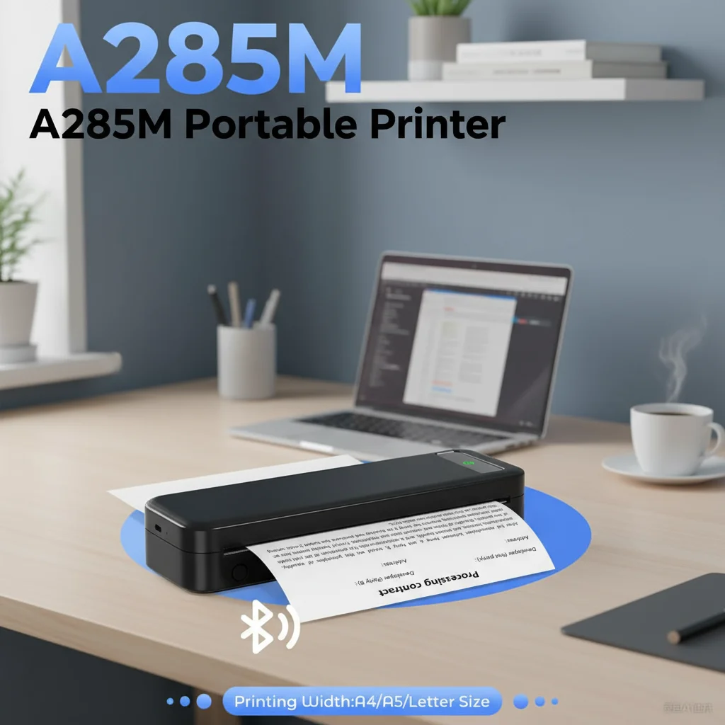 

A285M A4 Printers Wireless Portable Printer Inkless Thermal Printer Support 53/80/110/210/216mm Width Similar As Phomemo M08F