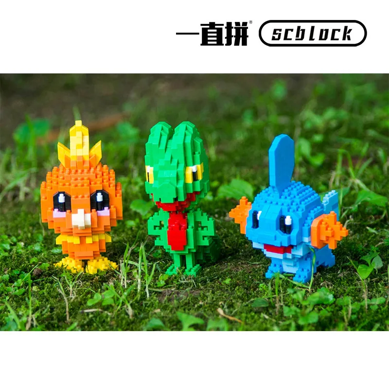 Mini Pokemon Marowak Growlithe Building Blocks Treecko Slowpoke DIY Micro Brick Hitmonchan Grimer Cubone Figures Toys For Kids