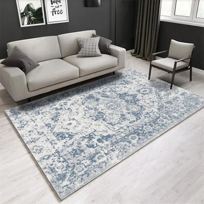 Carpets for Living Room European Classical Blue Abstract Pattern Carpet Living Room Table Accessories Area Rug for Bedroom