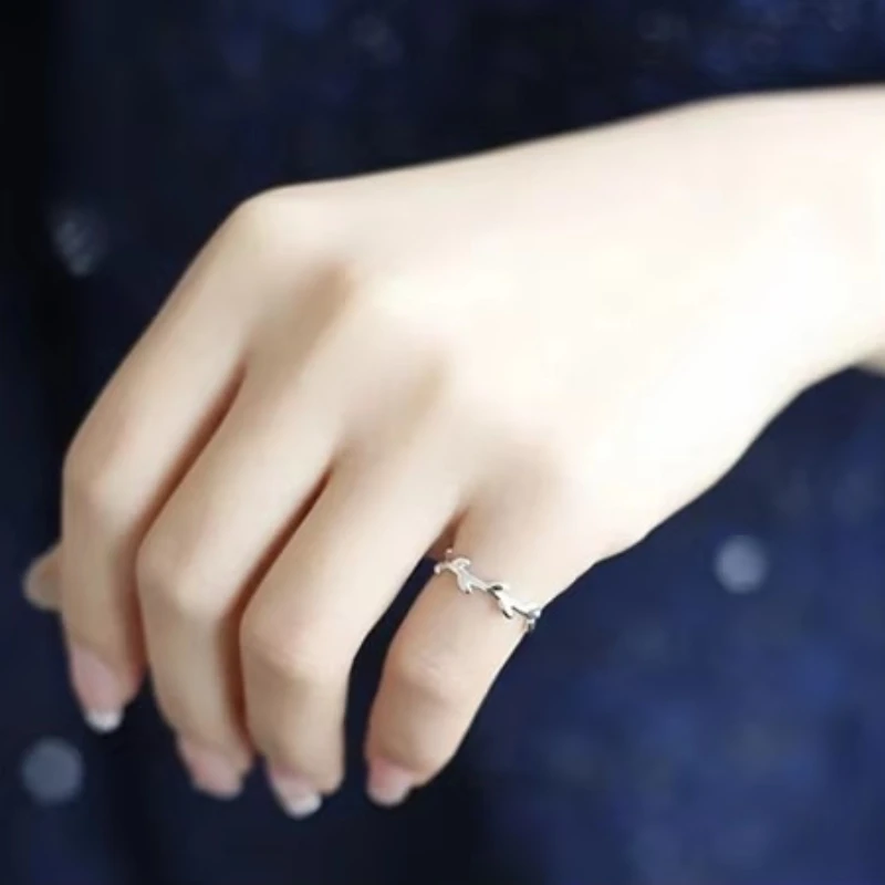 925 Sterling Silver Rings For Women Simple Leaves Open Ring Hypoallergenic Sterling Silver Jewelry Gifts For Girls